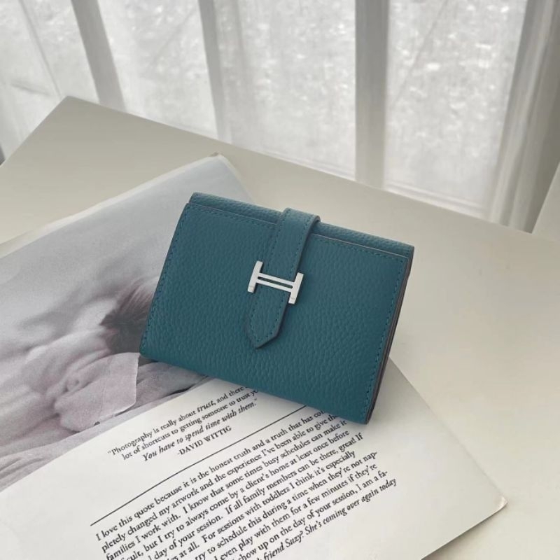 Mini Wallet Ori Leather Logo H Super High Mirror Quality Dompet Lipat Kecil IMPORT