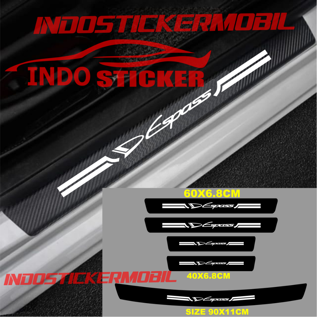 (COD) CARBON 3D MOBIL ESPASS STICKER SILL PLATE CARBON 3D PIJAKAN BUMPER BAGASI MOBIL DAIHATSU ESPAS