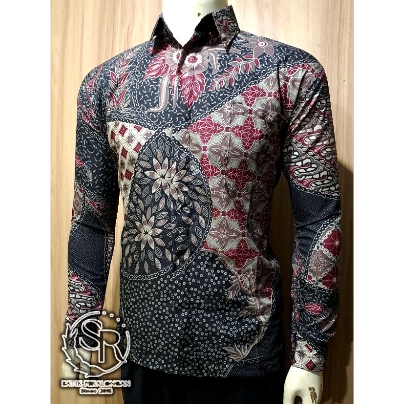 Kemeja Batik Pria Jaring Maroon Motif Terbaru Rekomendasi Seragam Batik