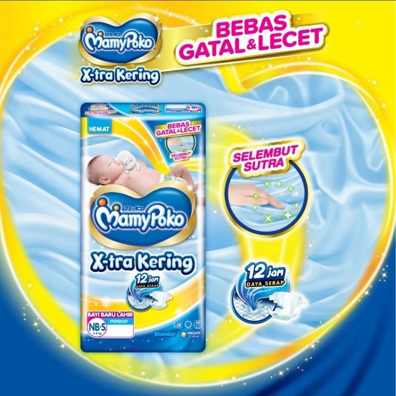 Mamypoko Standar Xtra Kering Tape Perekat NBS 44 / M 40 pcs Mamy Poko