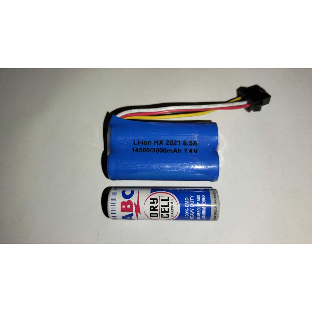 Batre RC 4 Pin Mobil Remot 7.4V 7,4V 3000mAh Socket Hitam 4pin 2x14500