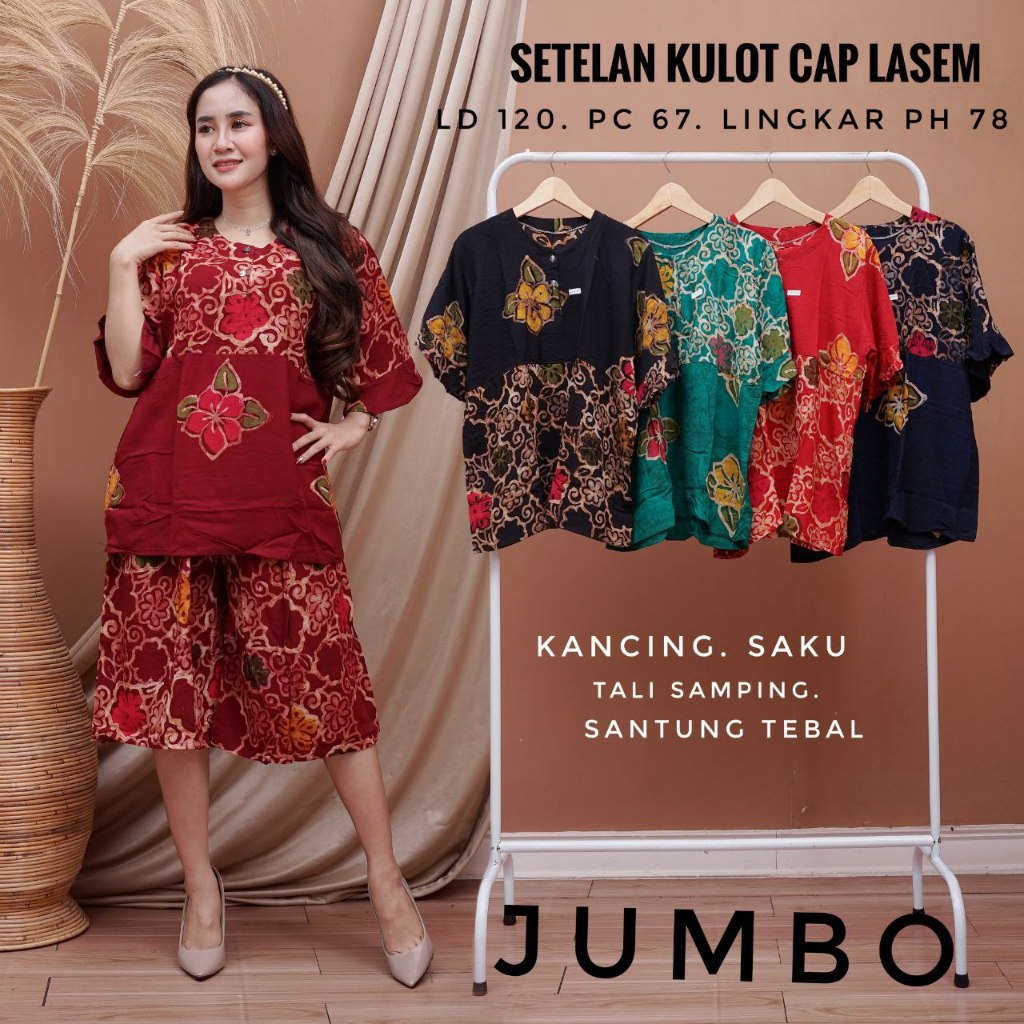 Set babydoll premium jumbo ld 110 120 130 sweety busui batik cap piyama wanita rayon tebal XL XXL XX
