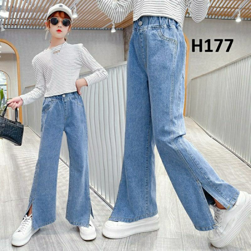 celana kulot jeans anak belah samping/kulot jeans anak perempuan/kulot jeans anak usia 10-12 tahun