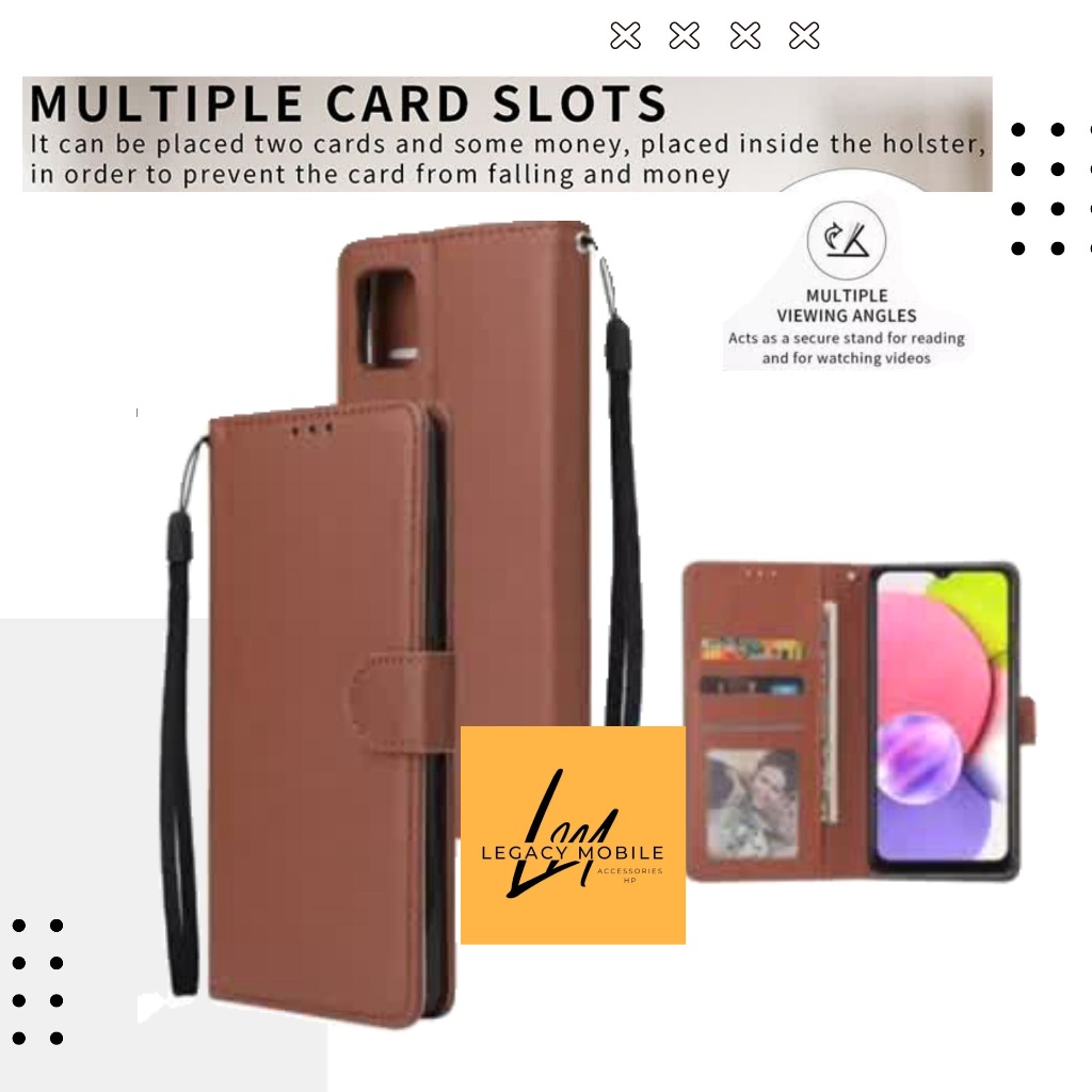 Flip cover leather wallet Samsung A03 A03 Core A03s case dompet kulit