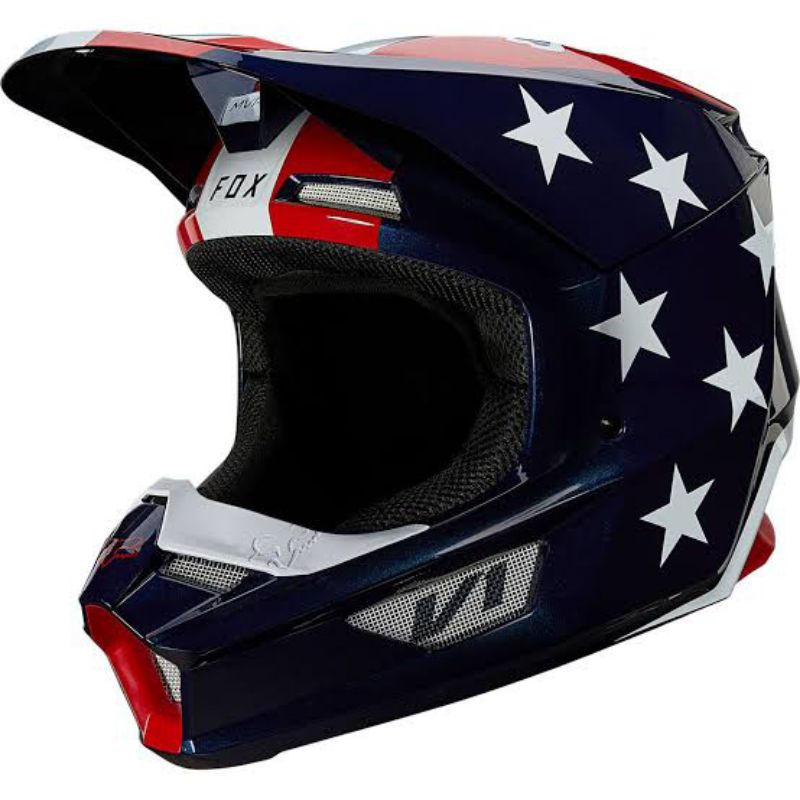 HELM FOX V1 ULTRA ECE WHITE RED BLUE ORIGINAL
