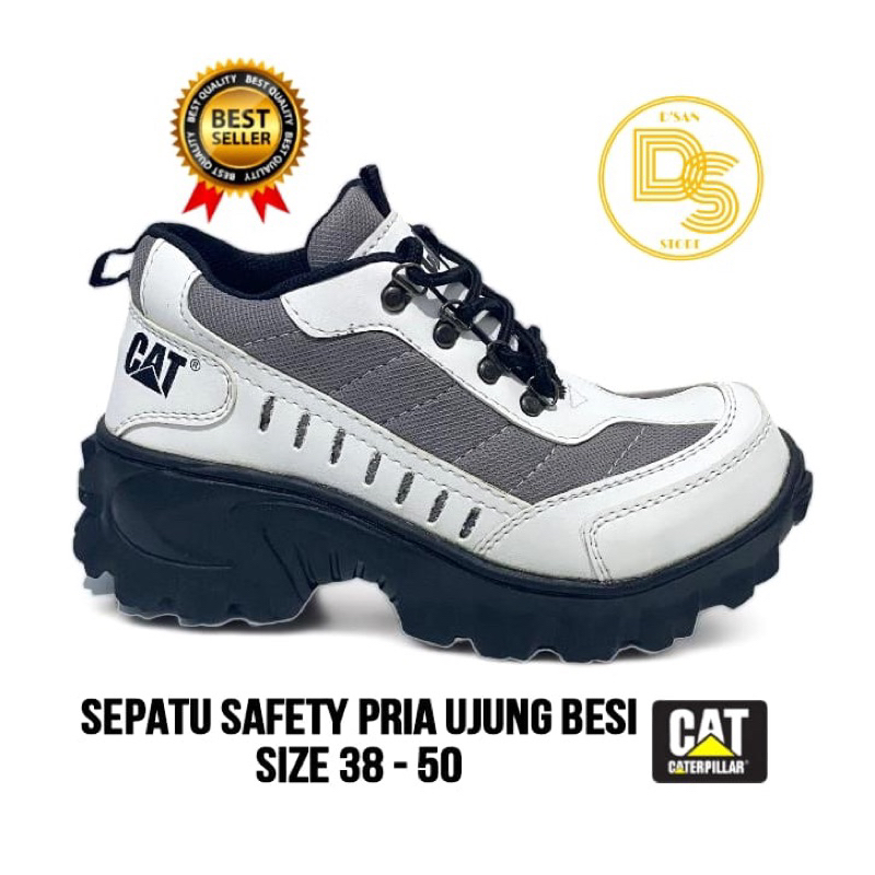 Sepatu safety cat ujung besi size 38-50 sepatu safety pria ujung besi ukuran jumbo big size