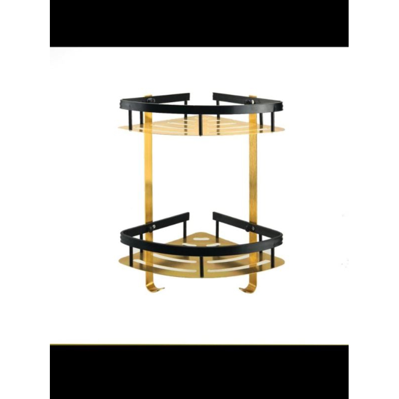 Rak sabun sudut aluminium hitam gold / Rak sudut 2 susun aluminium