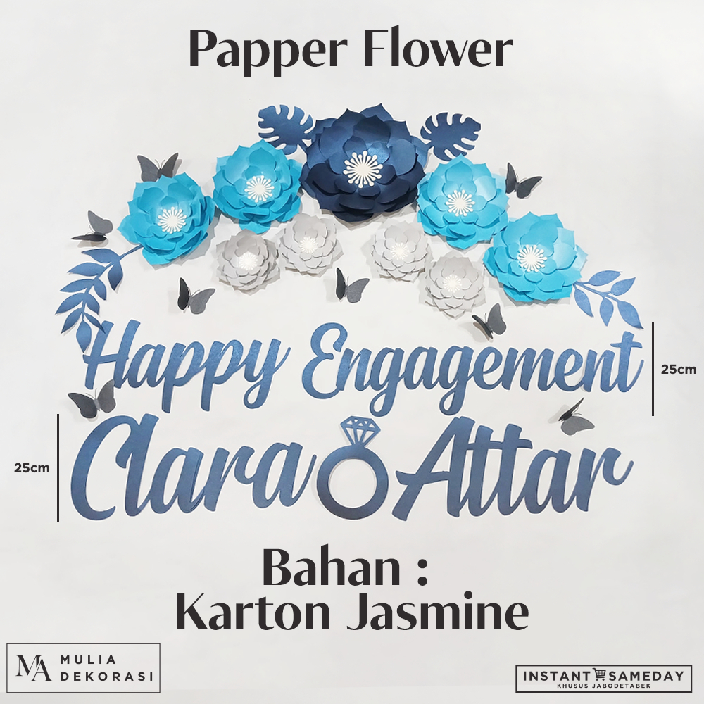 Paper Flower Dekorasi Engagement Set Lengkap Bunga Kertas Hiasan Dinding Lamaran Wedding Karton Jasm