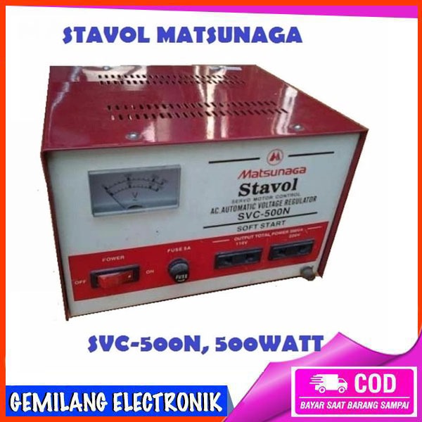 STABILIZER MATSUNAGA 500 WATT - STAVOL SVC-500N - MATSUNAGA 500VA