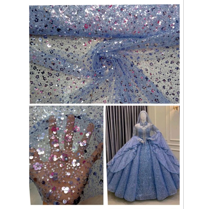 kain Tulle squeen spangell Full payet/mutiara
