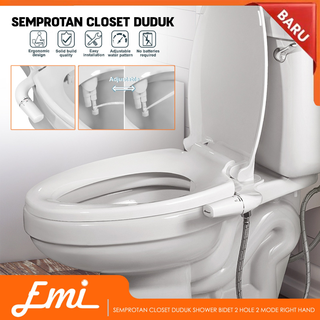 Semprotan Closet Duduk Shower Bidet 2 Hole 2 Mode Right Hand Jet Spray