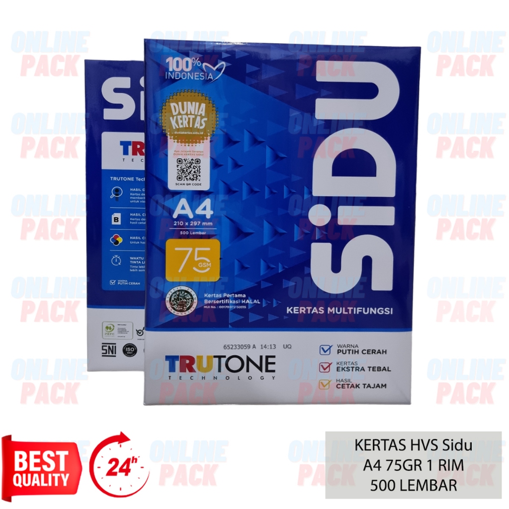 

KERTAS HVS SIDU A4 75GR 75 GRAM 1 RIM 500 LEMBAR SINAR DUNIA PRINT PAPER TRUE TONE MULTIFUNGSI LASER INKJET COPY FAX CETAK TAJAM PUTIH CERAH