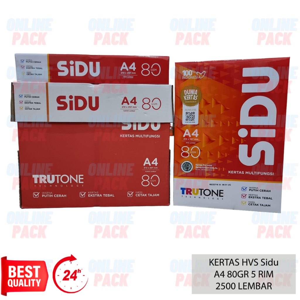 

KERTAS HVS SIDU A4 80GR 80 GRAM 1 KARTON DUS 5 RIM 2500 LEMBAR SINAR DUNIA PRINT PAPER TRUE TONE MULTIFUNGSI LASER INKJET COPY FAX CETAK TAJAM PUTIH CERAH