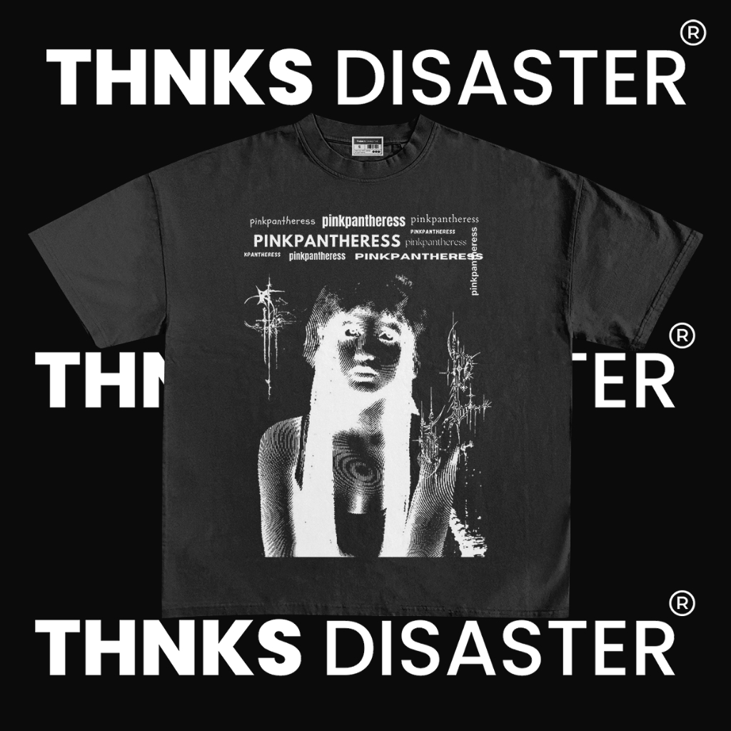 THNKSDISASTER | KAOS PINK PANTHERESS BLACK | COMBED 24S | UNISEX | GRUNGE | BAND | KPOP | METAL | HA