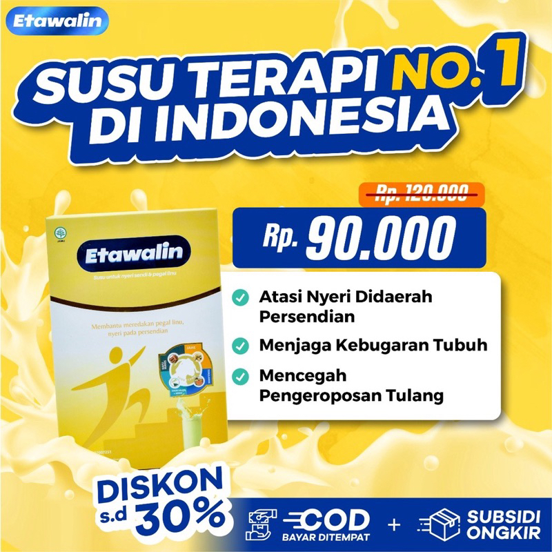 

Susu Rendah Gula Etawalin - Atasi Nyeri Sendi Asam Urat Kolesterol Tingkatkan Kepadatan & Kesehatan Tulang Sendi Cegah Rematik Reumatik Herbal Original Asli 200gr