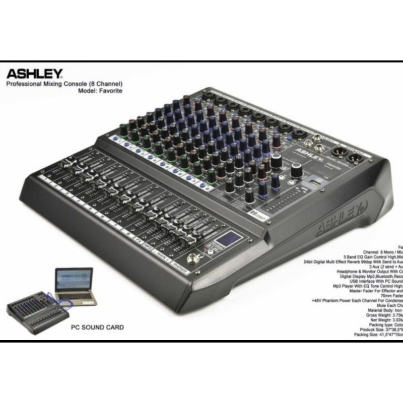 Mixer audio ashley 8channel favorite 8 garansi resmi 1tahun