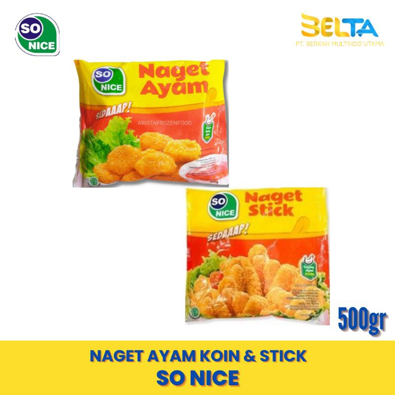 

So Nice Naget Nugget Ayam Ori Koin Dan Stick 500g So Nice By So Good Distributor Frozen Food Bogor