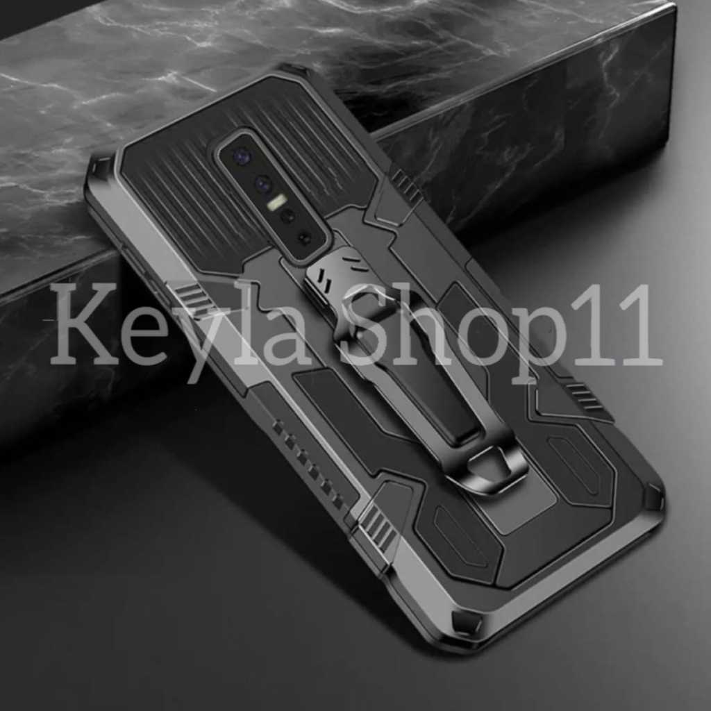 Casing HP Untuk VIVO V17 PRO Soft Case Kick Stand Clip Hard Case Robot Armor  I Crystal