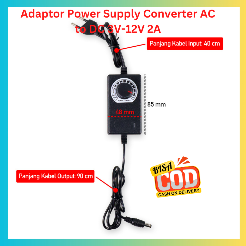 Adaptor Power Supply Converter AC to DC 3V-12V 2A - 24 WATT
