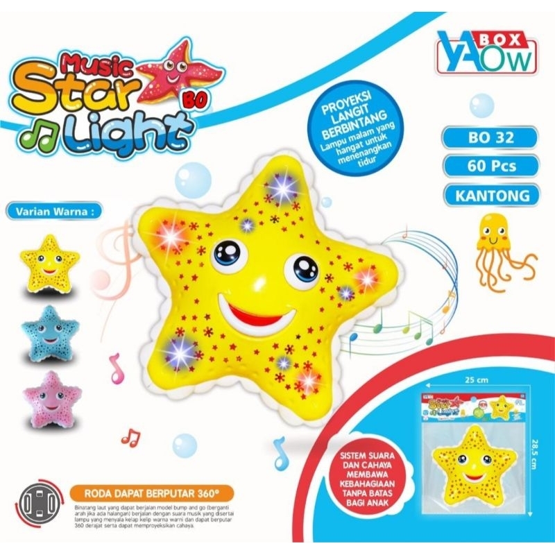 MAINAN BINTANG JALAN MUSIC LAMPU - BINTANG STAR LIGHT - MAINAN ANAK BINTANG BERJALAN