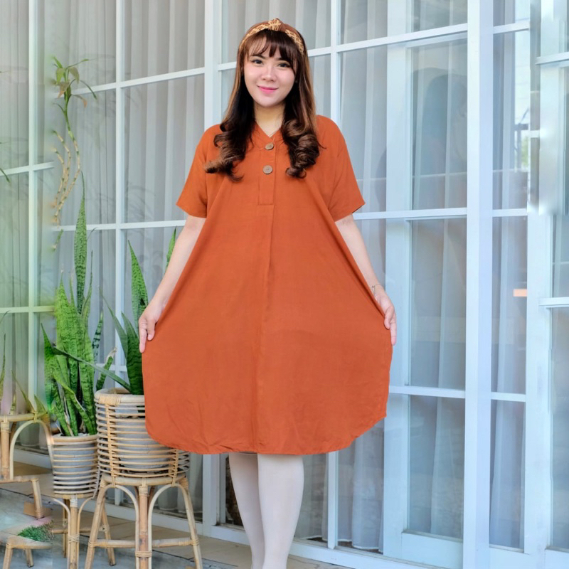 Homedress Rayon Viral Daster Elena Polos Busui Kancing Bathok Kelapa Plus Size Jumbo Murah LD 120