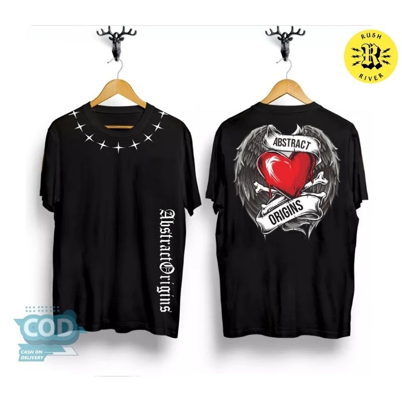 Kaos T-shirt Distro / Kaos Wings Love Heart Hitam / Kaos Sayap Angel / Kaos