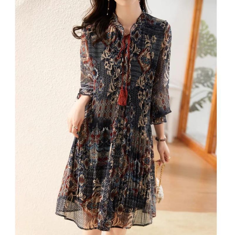 18128 Baju minidress DEMONNA PLEATED PLISKET LOOSE MINI DRESS kerah tali dres Korea Korean style wan