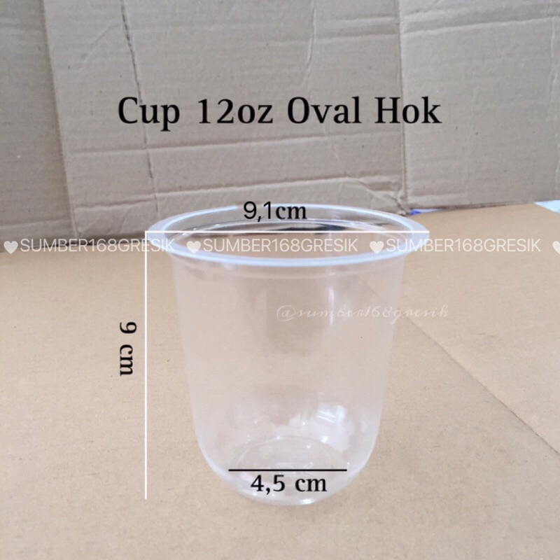 [50pcs] GELAS 12 oz OVAL HOK | U-CUP SERIES | GELAS PLASTIK 12 oz | CUP 12 oz OVAL