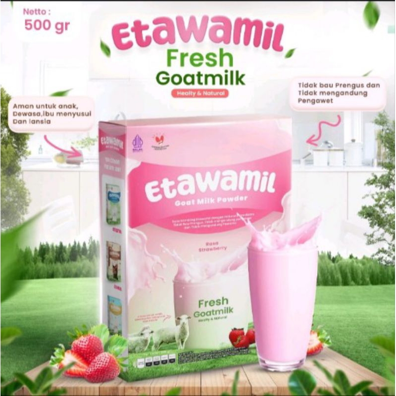 

susu ETAWAMIL susu kambing etawa bubuk rasa strawberry setoberi halal BPOM RI 500gram