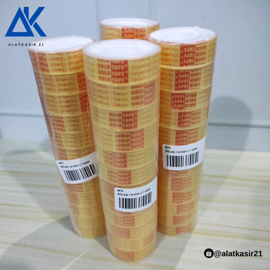 

Isolasi 1/2 inch x 7 yard gold tape/solatip kado goldtape/ lem selotip kecil
