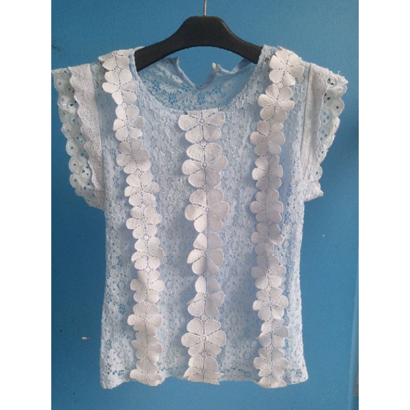 Atasan brukat bangkok skyblue - Atasan brukat Thailand original