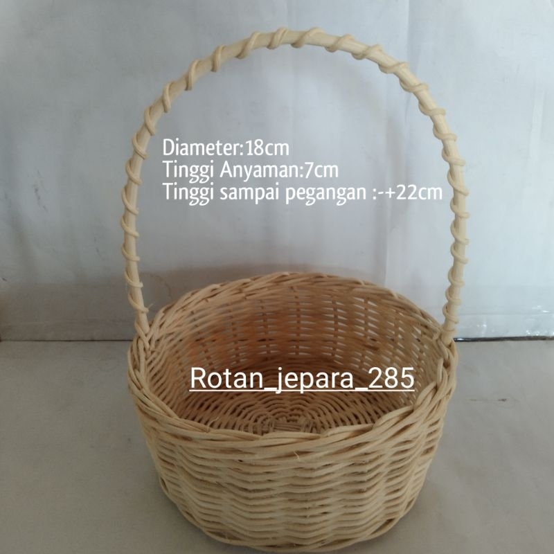 Promo..Keranjang bulat full rotan Diameter 18cm tinggi 7cm,keranjang snack rotan,