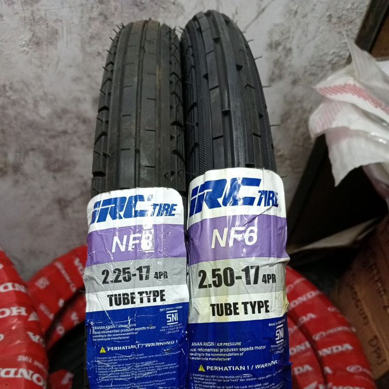 PAKET SEPASANG IRC NF3 2.25-17 + 2.50-17 NF6 BAN LUAR SET SALUR CLASSIC INOUE DEPAN BELAKANG 225 250