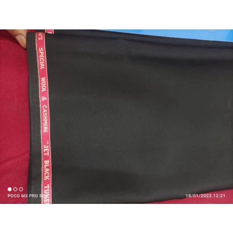 Kain Hitam Pekat JET BLACK TUXEDO ROCOCO Kain Bahan Setelan Jas Formal, Blazer, Rok