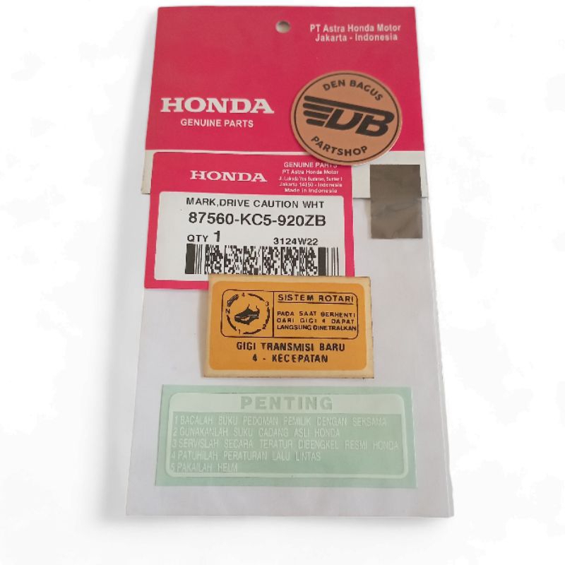 STIKER LABEL PELENGKAP DETAIL SISTEM ROTARI DAN STICKER CAUTION PENTING BATOK TOTOK COVER HONDA ASTR