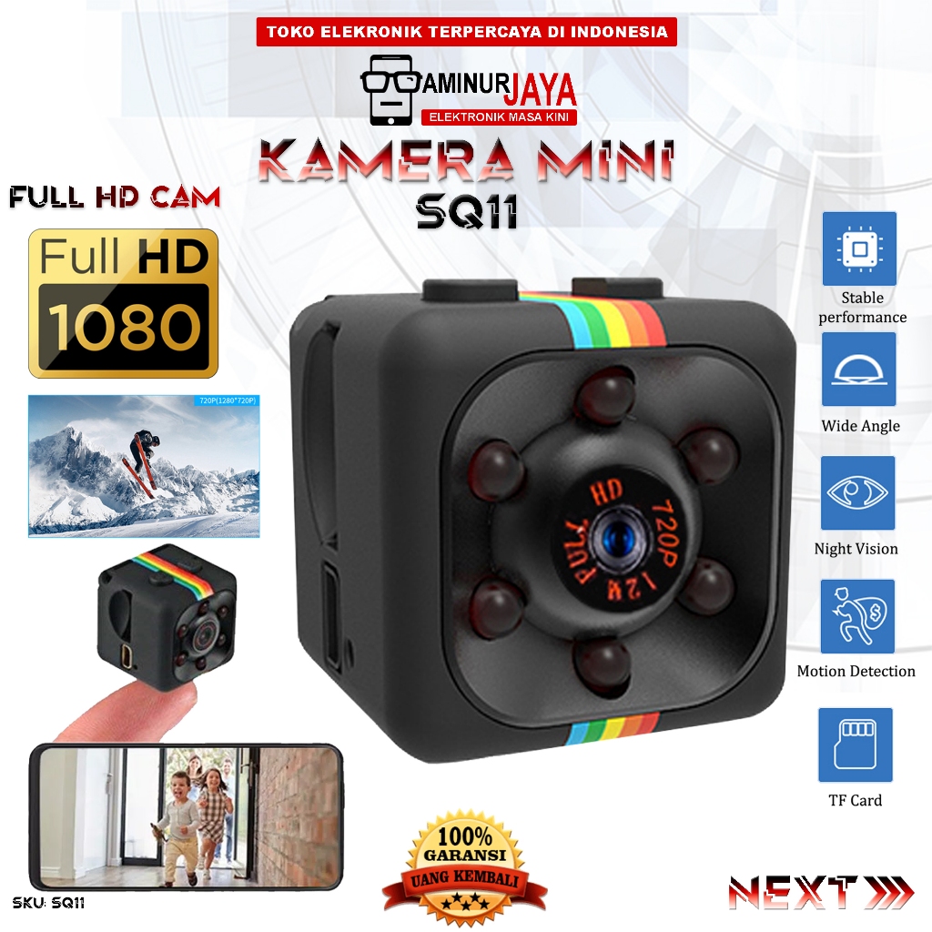 Spy Camera Mini SQ11 HD 1080P Spy Cam Kamera CCTV Pengintai Pengawas Keamanan Hidden Camera Mata mat
