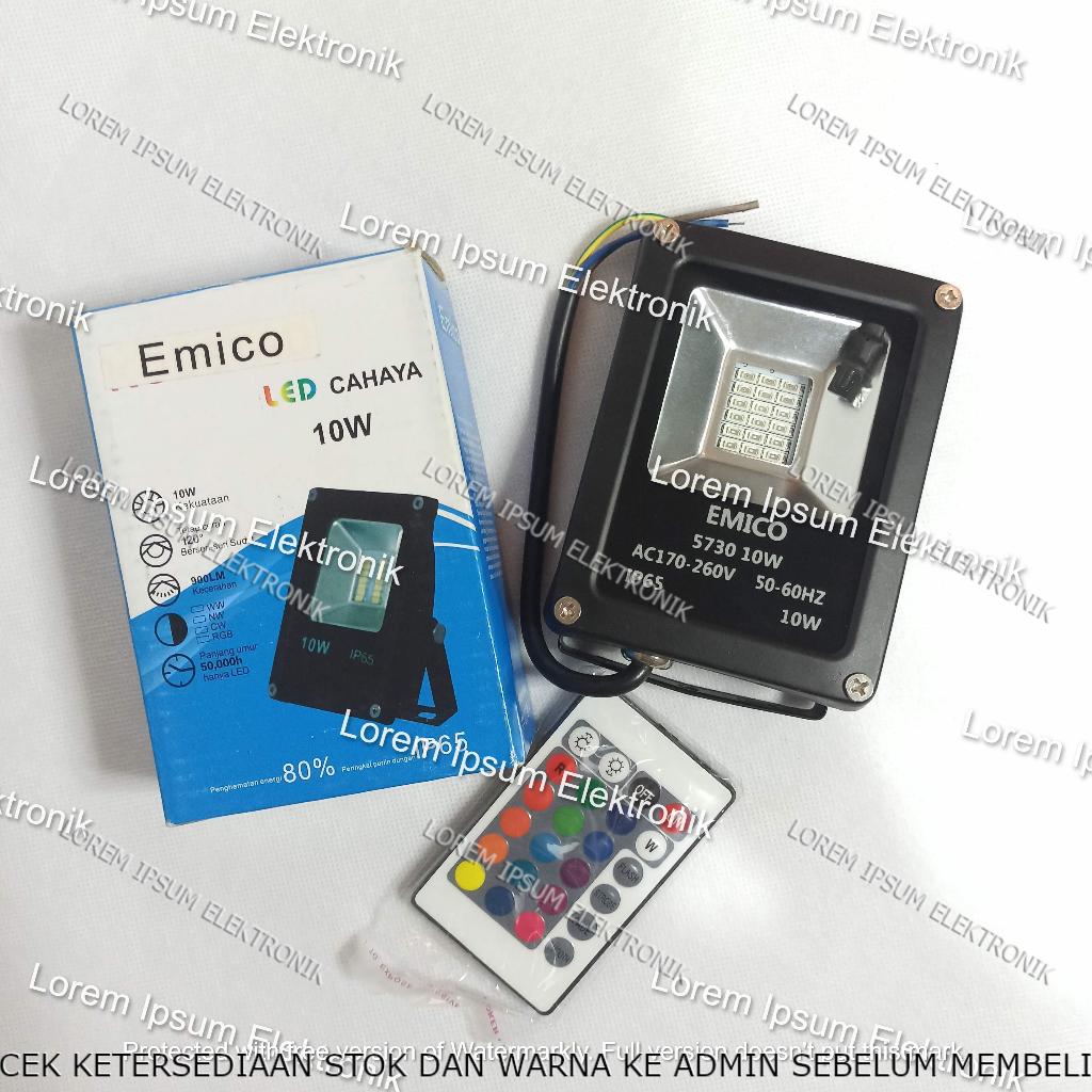 Lampu Sorot (Lampu Tembak) LED 10 Watt – Emico (RGB/Warna Warni)