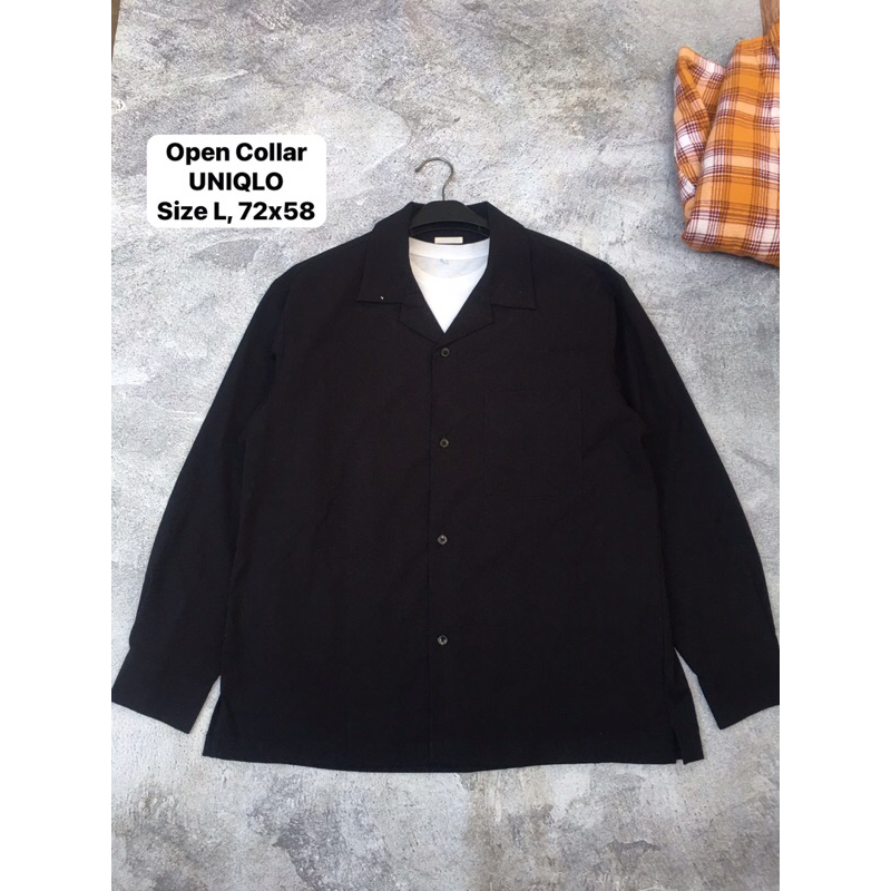 Kemeja open collar UNIQLO GU , warna hitam size L