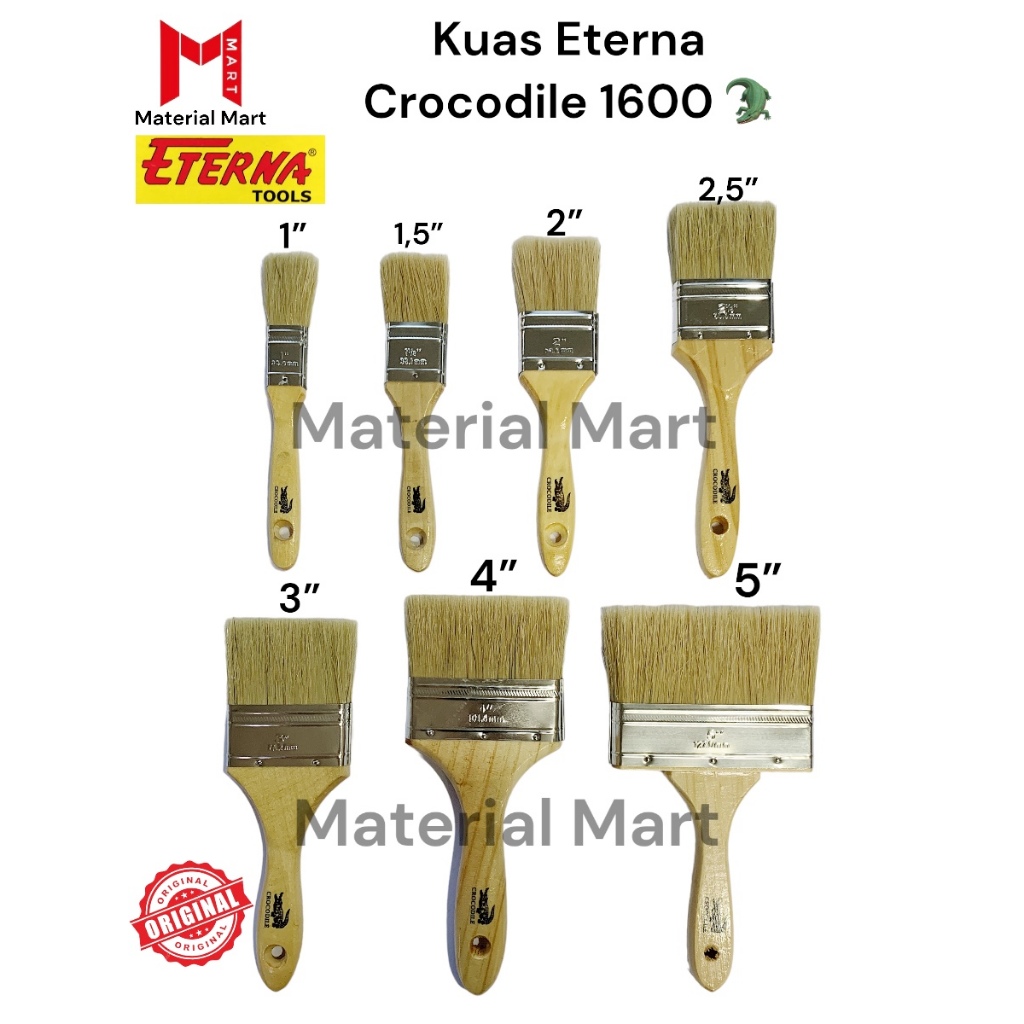 Kuas Cat Eterna 1600 ASLI | Kuas Tembok Crocodile | Kuas Gagang Kayu | Kuas Cat Tembok Eterna | Mate