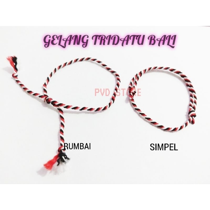 (READY) Gelang Tridatu  Simpul Rumbai Khas Bali 1mm 2mm Minimalis Tiga Warna Telon Tipis Tebal Origi