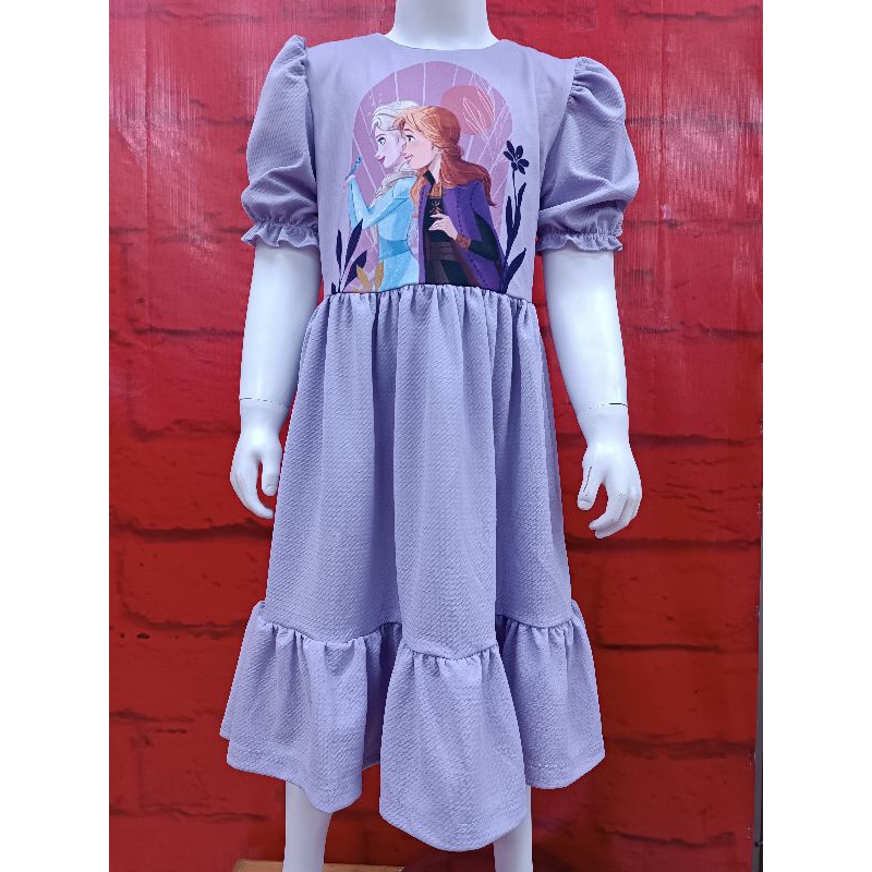Dress Frozen ungu anak perempuan KIDS ICON