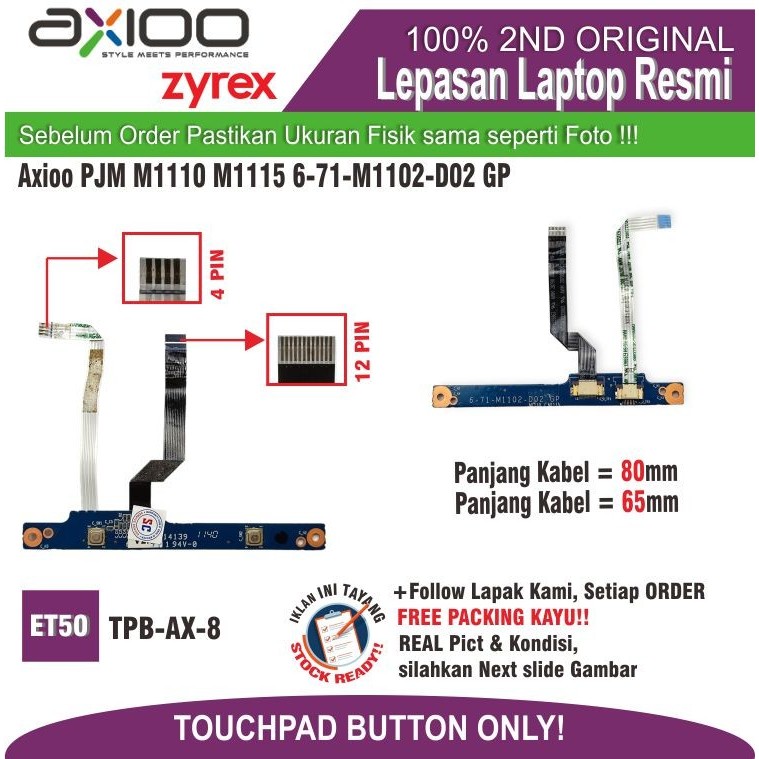 ET50 TPB-AX-8 TOUCHPAD BUTTON LAPTOP AXIOO PICO W217CU CJM M1110 M1115 6-71-M1102-D02