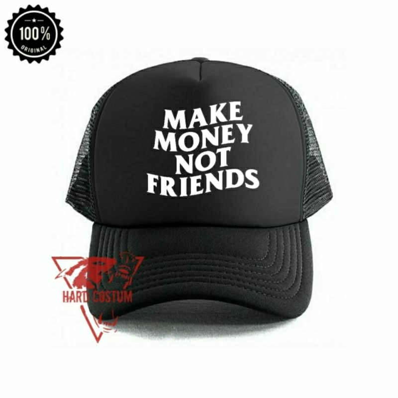 Topi Jaring Distro / Trucker Hat / Topi Jaring Pria / Topi Logo - Make Money Not Friends