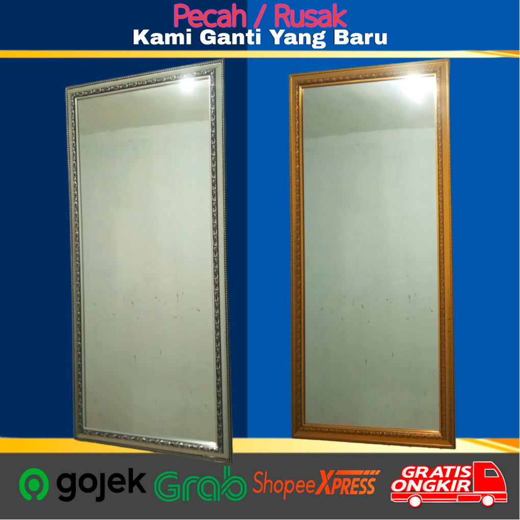 Cermin Gantung / Cermin Dinding Bingkai Corak Ukuran 50 x 100 Cm Full Bingkai