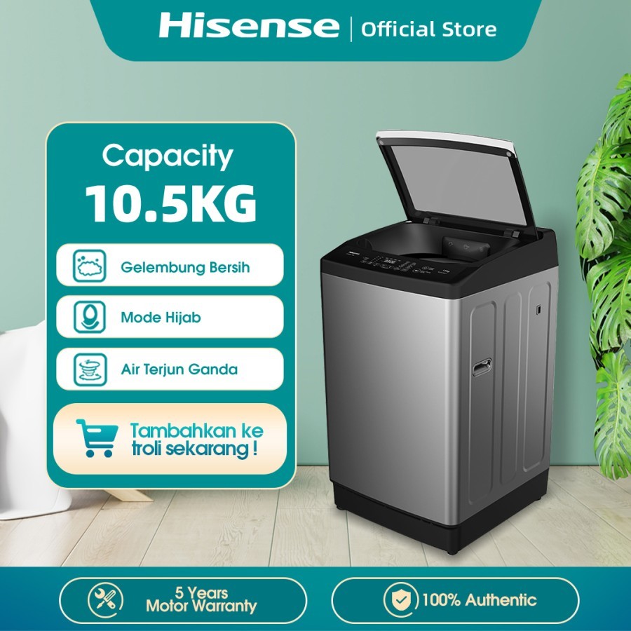 Hisense Mesin Cuci 1 Tabung Top Loading 10 kg 10.5 kg Washer WTJA1101T