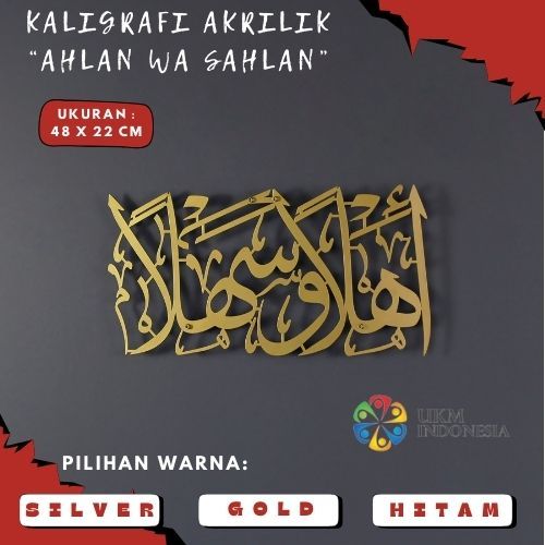 (TERMURAH) Kaligrafi Akrilik Ahlan wa Sahlan Hiasan Dinding