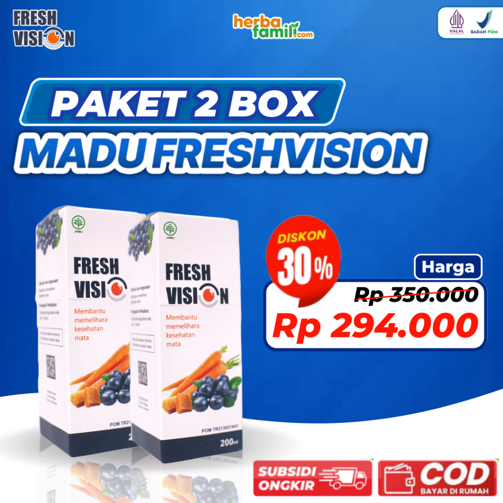 Paket 2 box Madu Fresh Original - Vision Fres Pres Fision Pision Multivitamin Ampuh Atasi Masalah Mata Cegah Mata Merah Kurangi Minus Pencegah Katarak Tajamkan Penglihatan Nutrisi Mata Isi 200ml