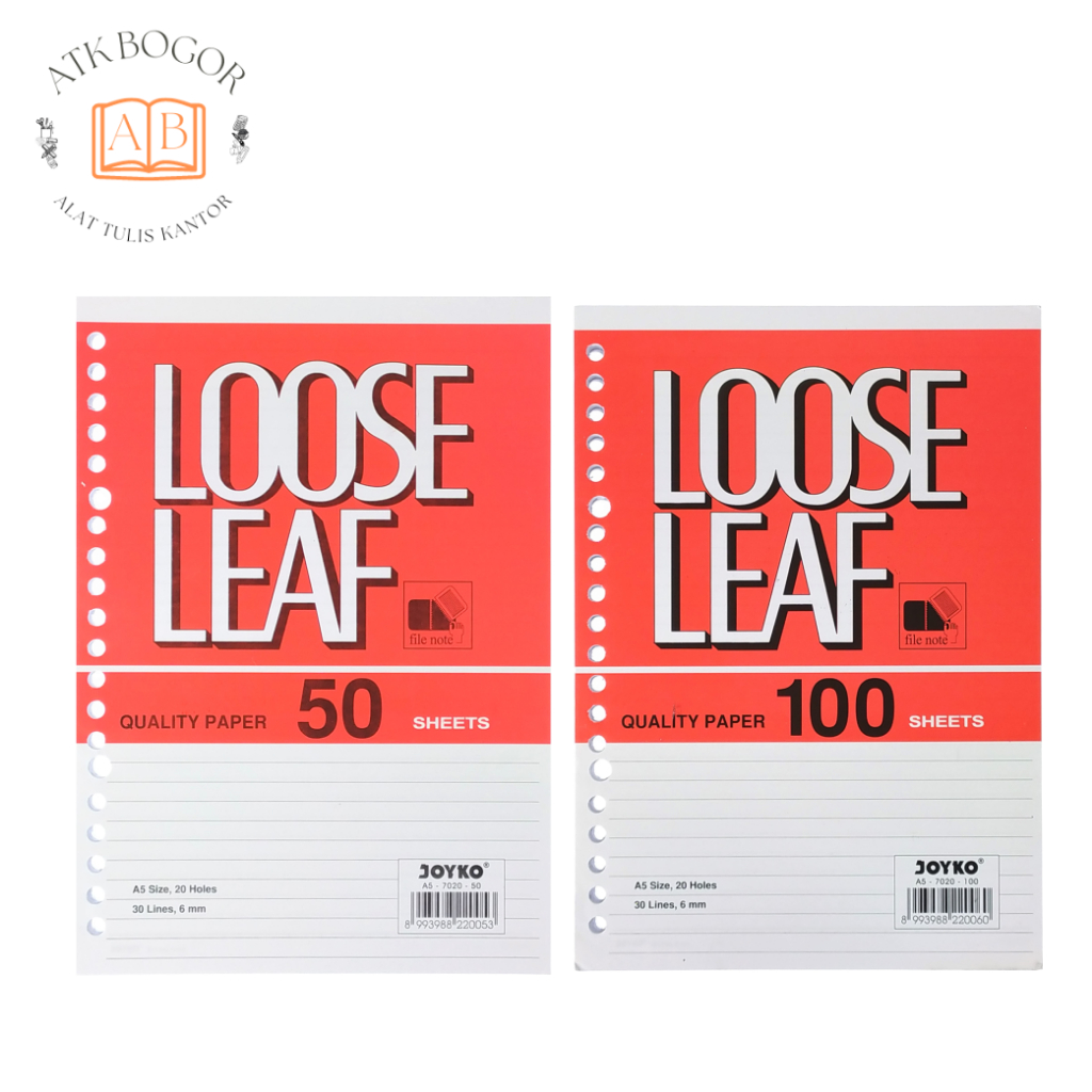 

Loose Leaf Kertas Isi Binder Bergaris Ukuran A5 / B5 - 50 / 100 Lembar Joyko 7020 7026 - Isi 1 Lusin / 12 Pcs