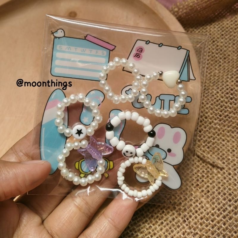 Cincin manik manik korea 1 set isi 6