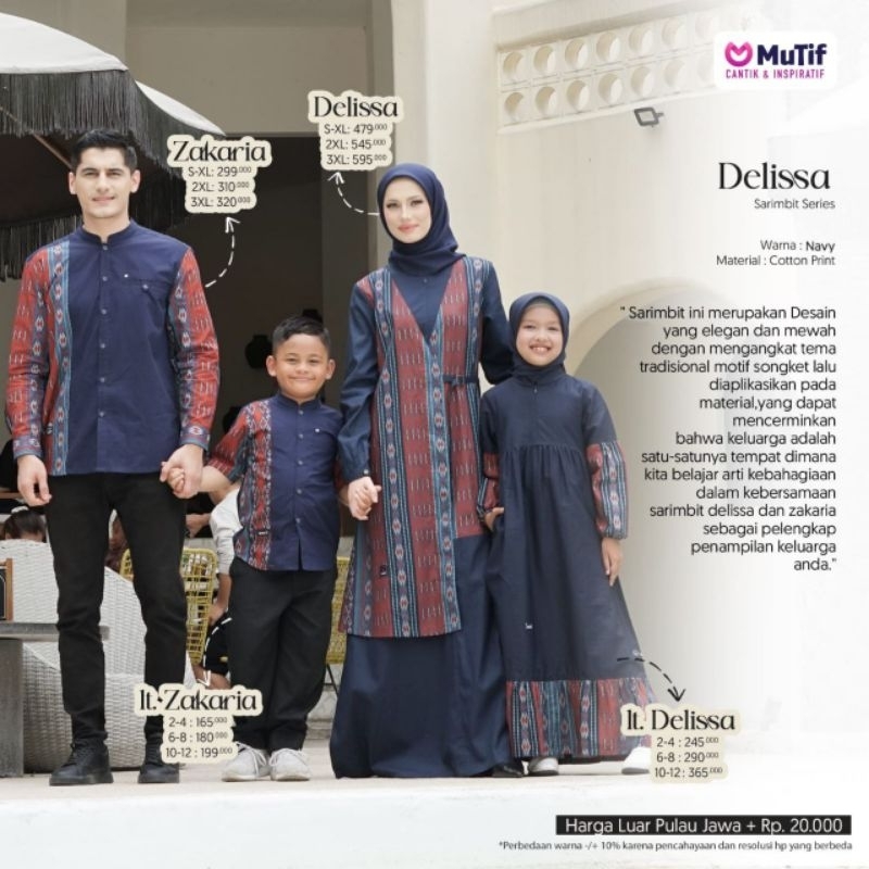 Sarimbit Mutif 2023 / Mutif Delissa & Zakria / Gamis Dewasa / Koko Dewasa / Mutif